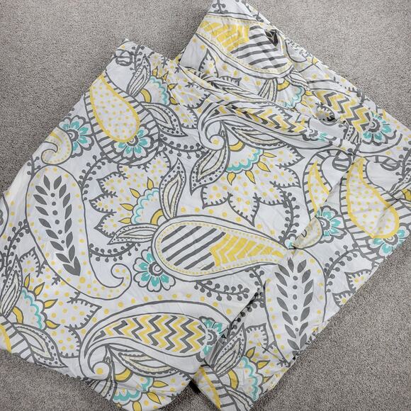 Pottery Barn Other - Pottery Barn Teen Ana Duvet Twin Gray Yellow Teal Paisley Buttons Tie Corners